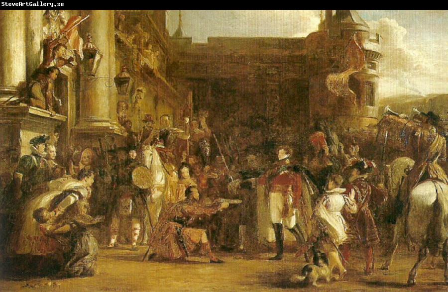 Sir David Wilkie the entrance of george iv at holyrood house